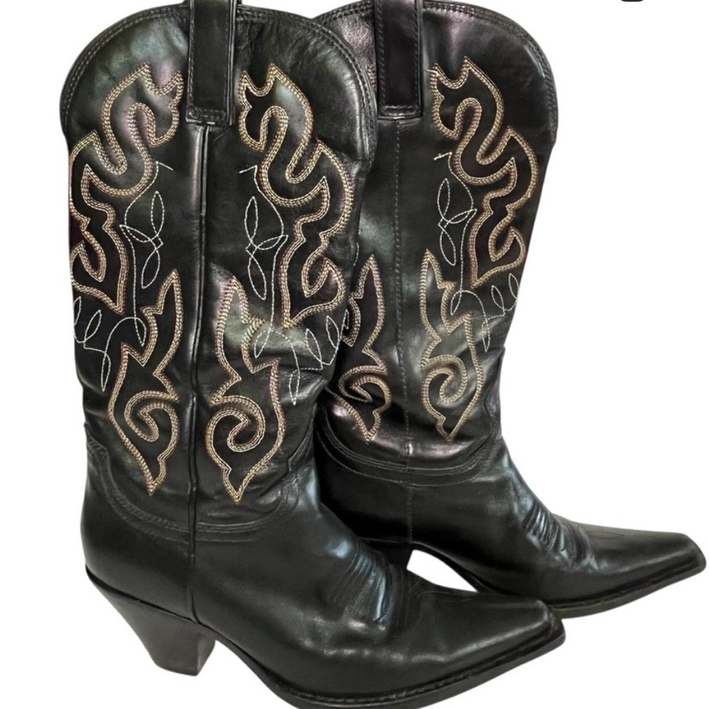 Maria Lya Black Cowboy Boots Size 8 NEW